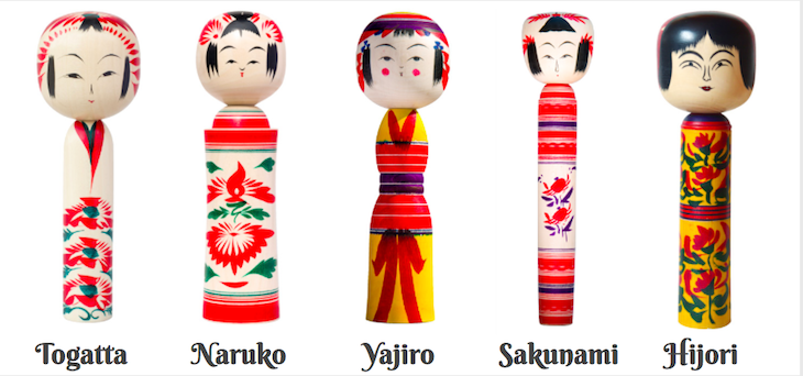 types of kokeshi dolls