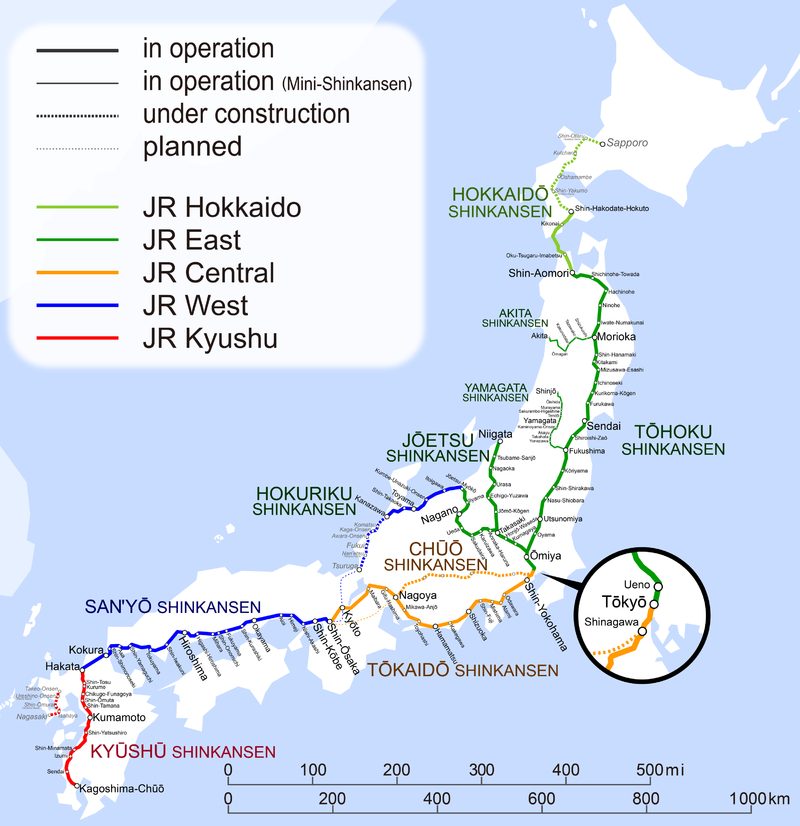 Shinkansen map